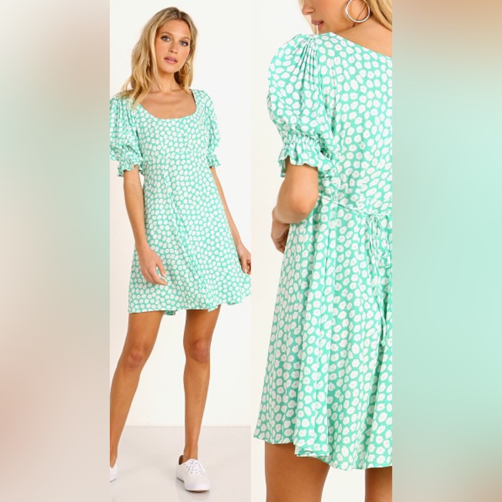 Faithfull the Brand La Barben Mini Dress Cora Floral green Sz M  babydoll rayon - Picture 13 of 13